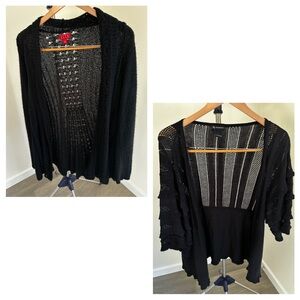 2 cardigans bundle New Directions Women's Black Open-Knit Sweater & Elle